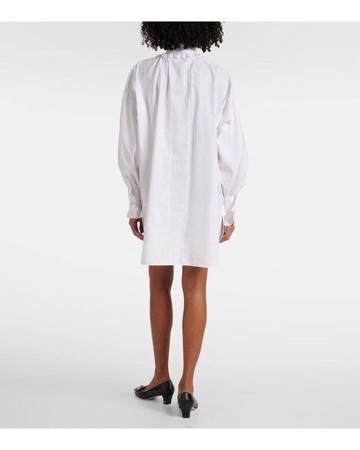 Valentino White Ruffled Cotton, Linen, And Silk Minidress