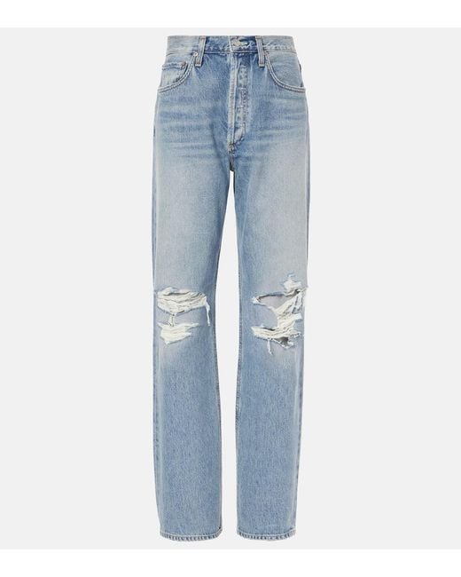 Agolde Blue Kelly High-Rise Straight Jeans