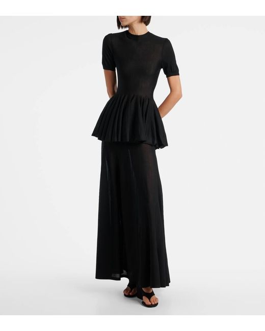 Alaïa Black Maxirock Aus Schurwolle