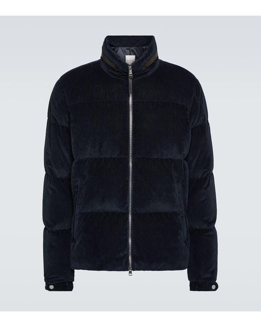 Moncler Blue Besbre Leather-trimmed Down Jacket for men