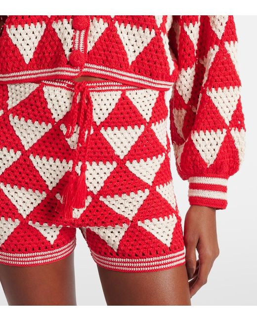 Anna Kosturova Red Maija Crochet Cotton Cardigan