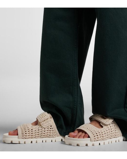 Miu Miu Natural Crochet Sandals