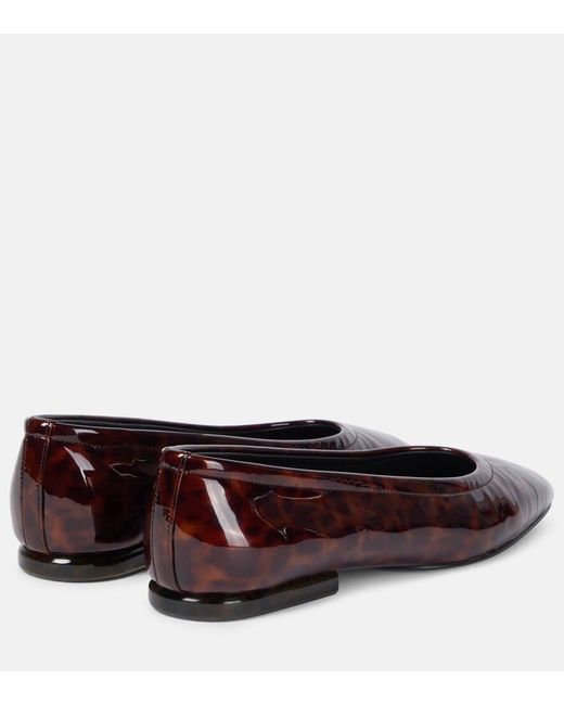 Loro Piana Brown Primula Patent Leather Ballet Flats