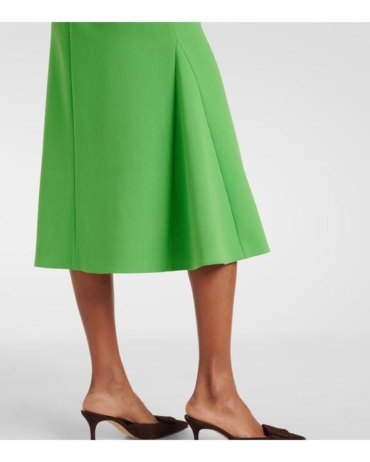 Emilia Wickstead Green Leontine Wool Crepe Midi Dress