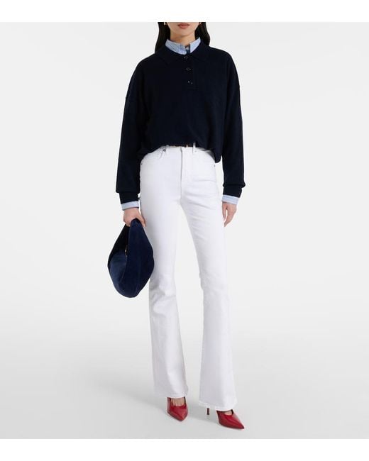 Veronica Beard White Beverly High-Rise Flared Jeans