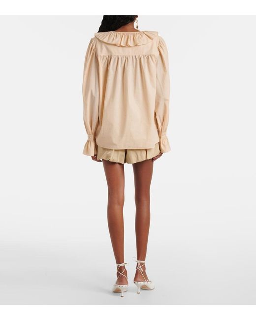 Chloé Natural Ruffled Cotton Voile Blouse