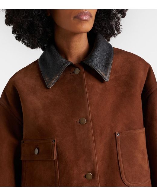 Prada Brown Leather-Trimmed Suede Field Jacket