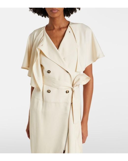 Proenza Schouler Natural Isolde Caped Twill Midi Dress