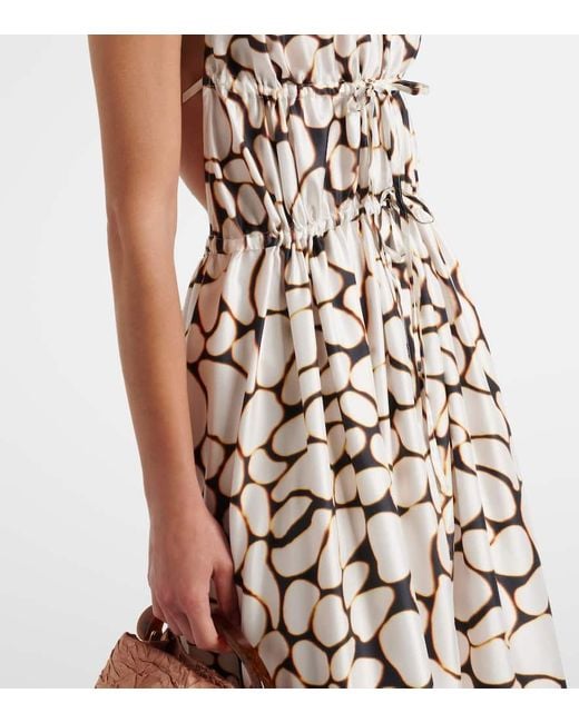 Dries Van Noten White Bedrucktes Maxikleid Aus Seiden-Twill