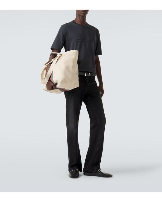 Gucci Black Logo Cotton-Blend Jersey T-Shirt for men