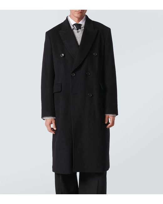 Our Legacy Black Whale Double-Breasted Mohair-Blend Coat for men