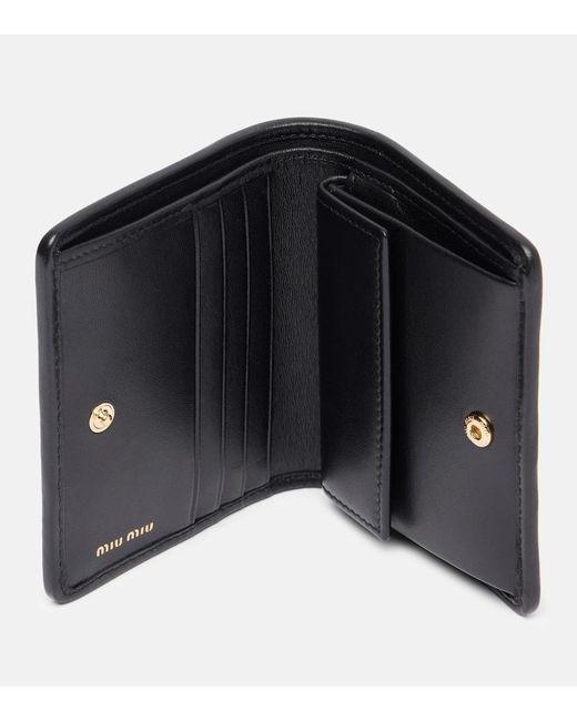 Miu Miu Black Logo Matelasse Leather Wallet