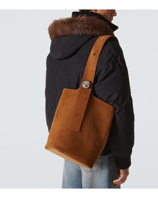 Loewe Brown Pebble Large Suede Tote Bag for men