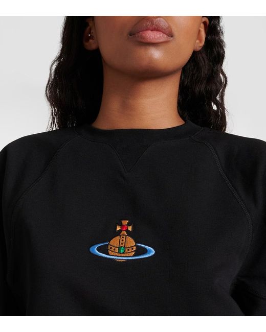 Sudadera cropped de algodon con logo Vivienne Westwood de color Black