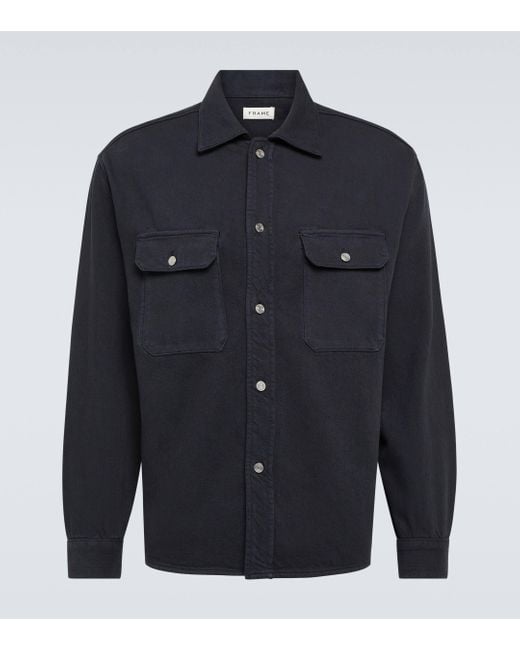 FRAME Blue Cotton Terry Overshirt for men