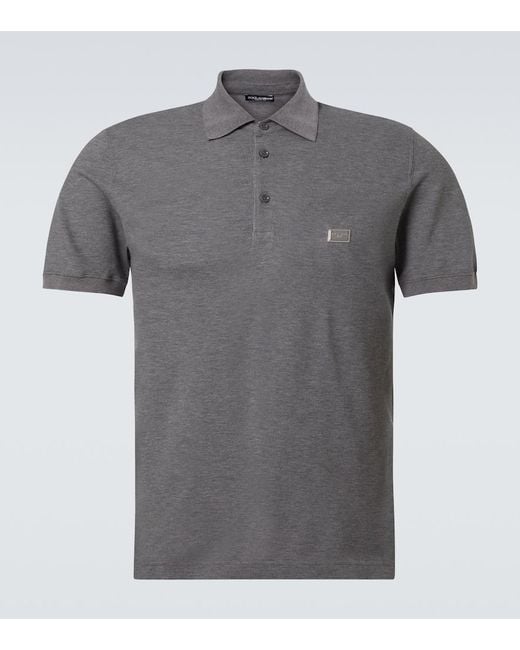 Dolce & Gabbana Gray Cotton Pique Polo Shirt for men