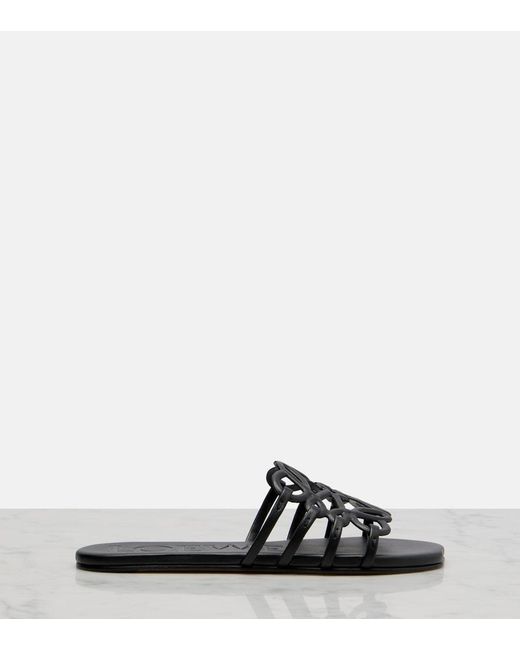 Loewe Black Paula's Ibiza Petal Anagram Leather Slides