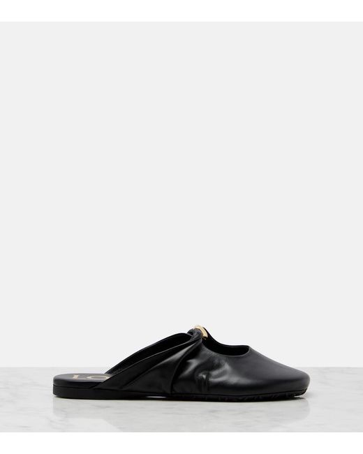 Loewe Black Pebble Soft Leather Mules