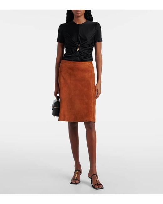 Versace Brown Suede Midi Skirt