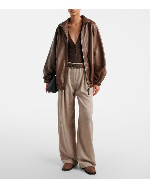 Brunello Cucinelli Brown Monili Leather Loafers