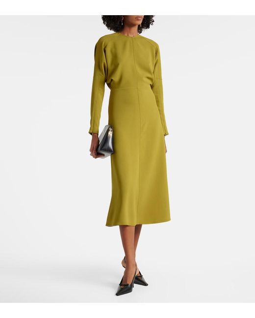 Victoria Beckham Green Dolman Cady Midi Dress
