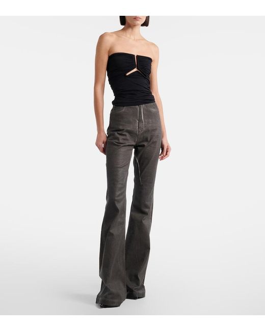 Rick Owens Black Cutout Ruched Strapless Top