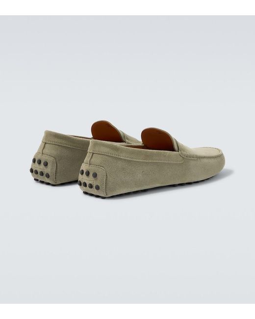Tod's White Gommino Suede Loafers for men