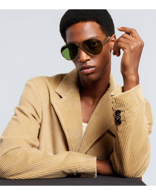 Lunettes De Soleil Sardine Aviateur Bottega Veneta pour homme en coloris Green