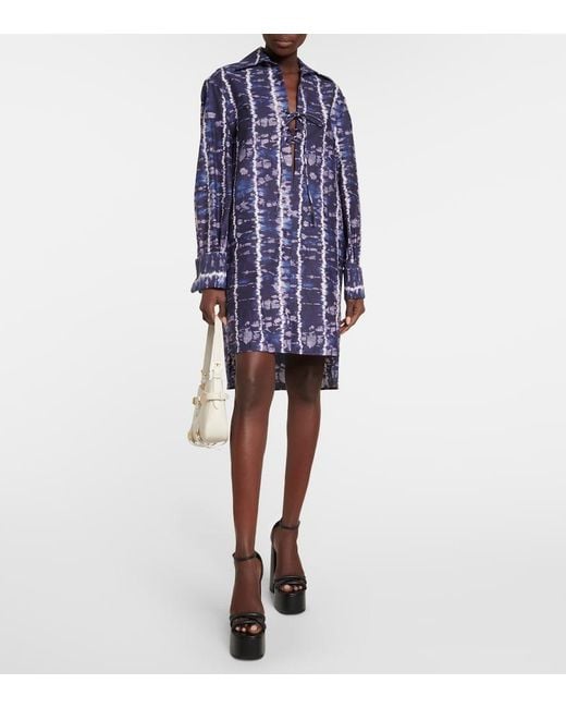 Altuzarra Blue Nia Printed Cotton-blend Shirt Dress