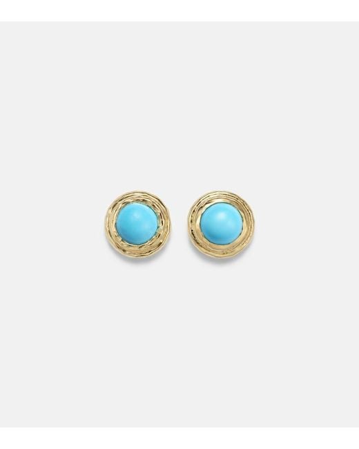 Octavia Elizabeth Blue Coral Beach 18Kt Earrings With Turquoises