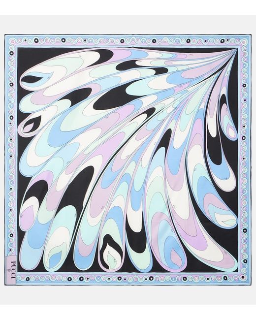 Emilio Pucci Blue Foulard Silk Twill Scarf