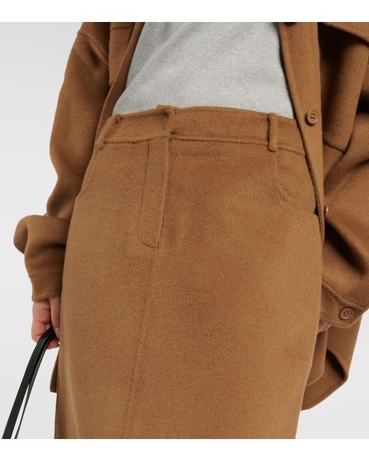 Frankie Shop Brown Malvo Wool-Blend Maxi Skirt