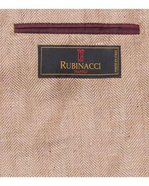 Rubinacci Brown Herringbone Linen And Wool Blazer for men