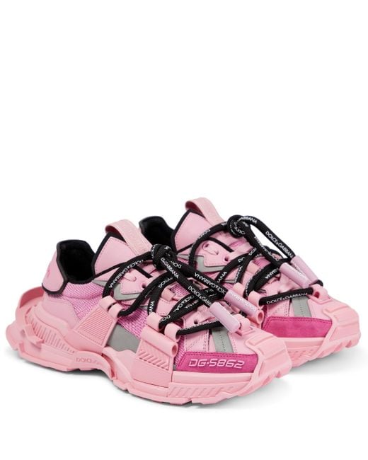Dolce & Gabbana Space Suede-trimmed Sneakers in Pink | Lyst Canada