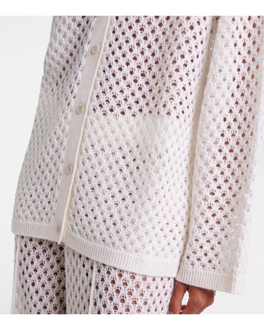 Jardin Des Orangers White Open-Knit Wool And Cashmere Cardigan