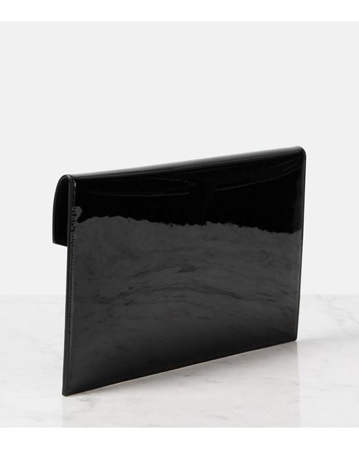 Saint Laurent Black Uptown Patent-Leather Pouch