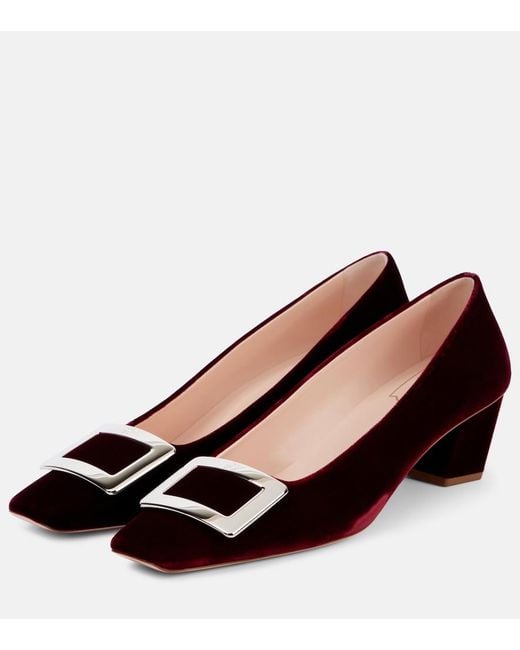 Roger Vivier Black Belle Vivier 45 Faux Fur-Trimmed Pumps
