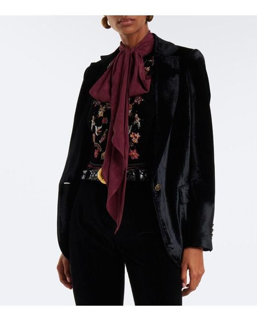 Etro Black Beaded Velvet Vest