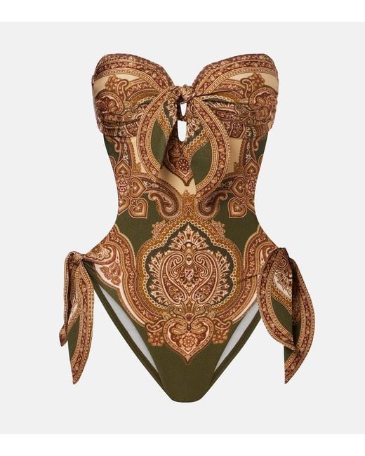 Zimmermann Brown Mahon Cutout Printed Swimsuit