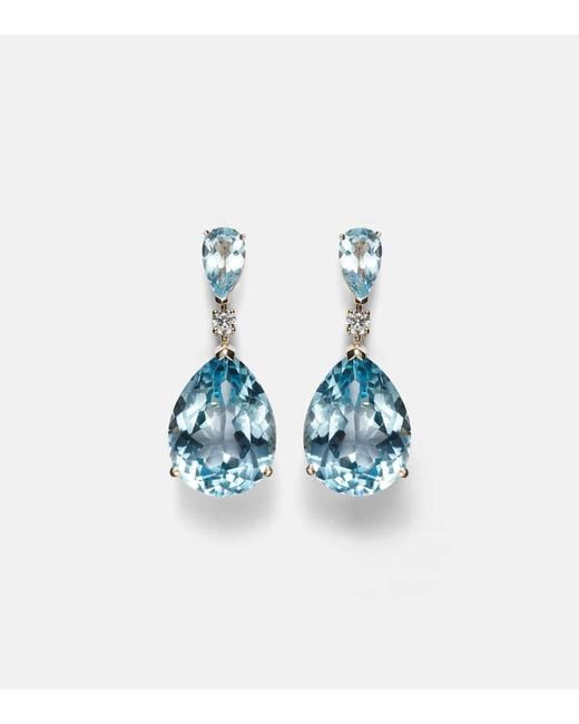 Mateo Blue Ohrringe Sophia Aus 14Kt Gelbgold Mit Diamanten Und Topas