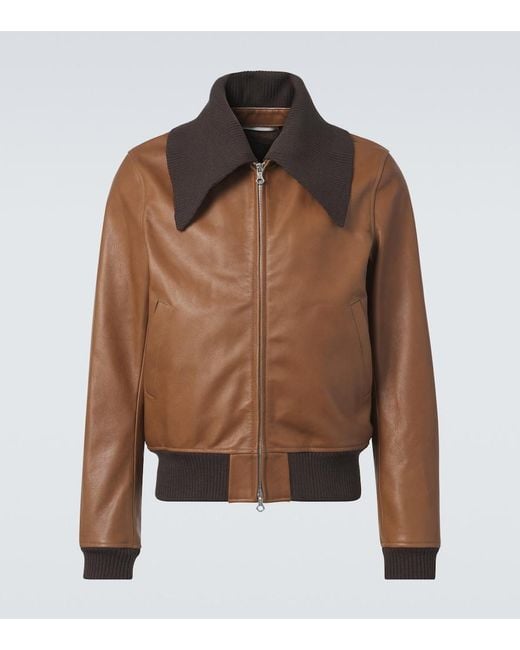 Our Legacy Pharos Leather Bomber Jacket in Brown for Men | Lyst