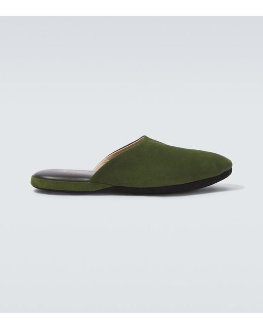 Charvet Green Suede Slippers for men