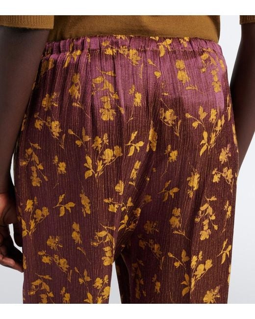 Dries Van Noten Brown Floral Wide-Leg Pants