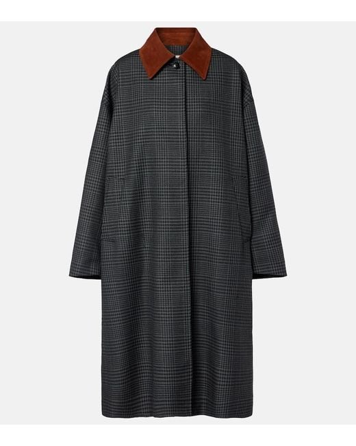 Rohe Black Prince Of Wales Check Virgin Wool Coat