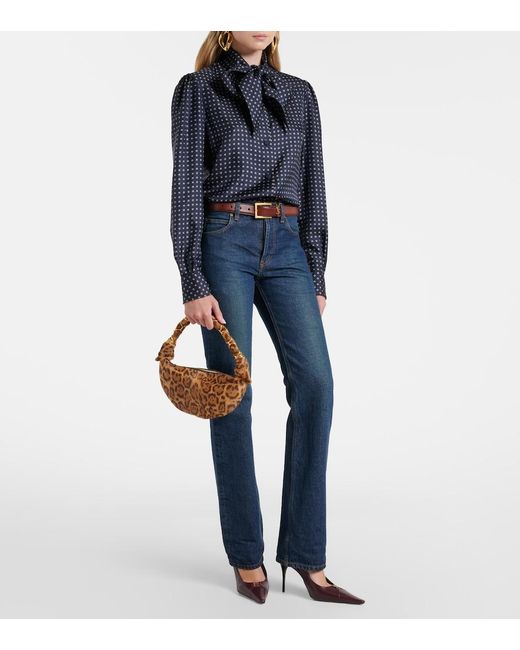 Saint Laurent Brown Amalia Mini Calf Hair Top-Handle Bag