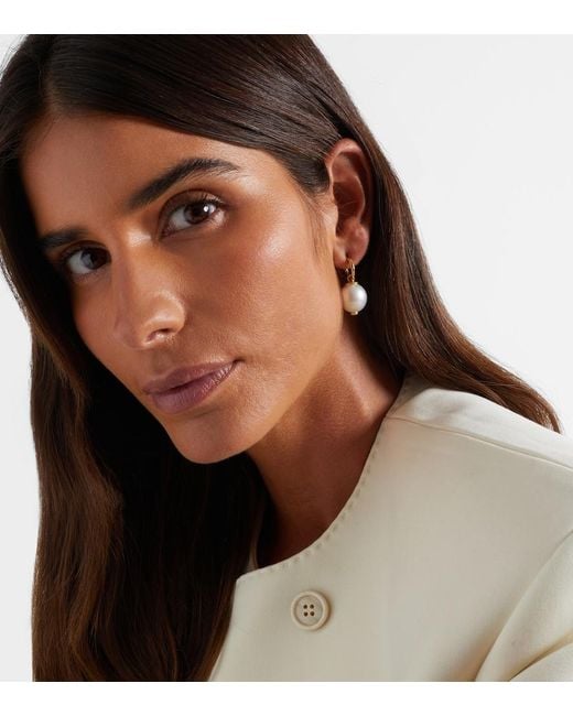 Octavia Elizabeth White 18Kt Drop Earrings With Diamonds And Pearls
