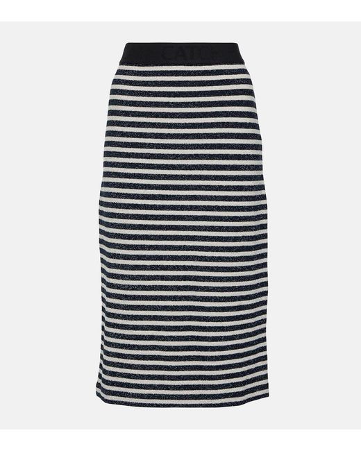 Dorothee Schumacher Black Endless Shimmer Striped Jersey Midi Skirt
