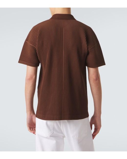 Homme Plissé Issey Miyake Brown Color Pleats 2 Polo Shirt for men