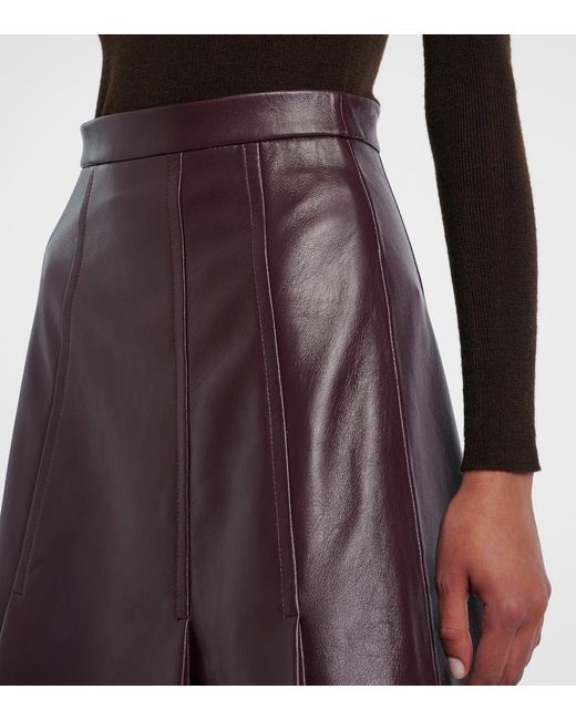 Emilia Wickstead Purple Kensie High-Rise Leather Midi Skirt