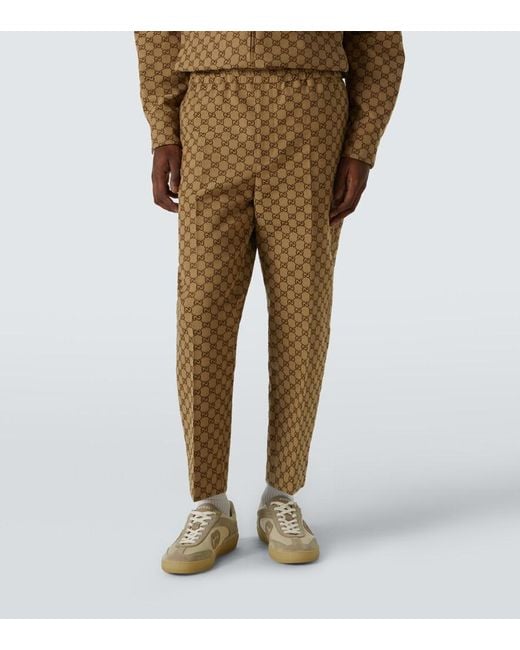 Gucci Natural Gg Supreme Cotton-Blend Pants for men